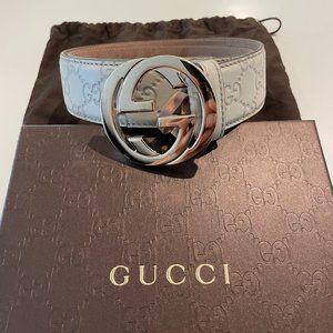 Beige Guccissima Leather Interlocking G Buckle
